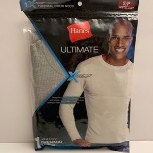 Hanes Ultimate X Temp Men's Thermal Crew Neck Long Sleeve Shirt Grey Small